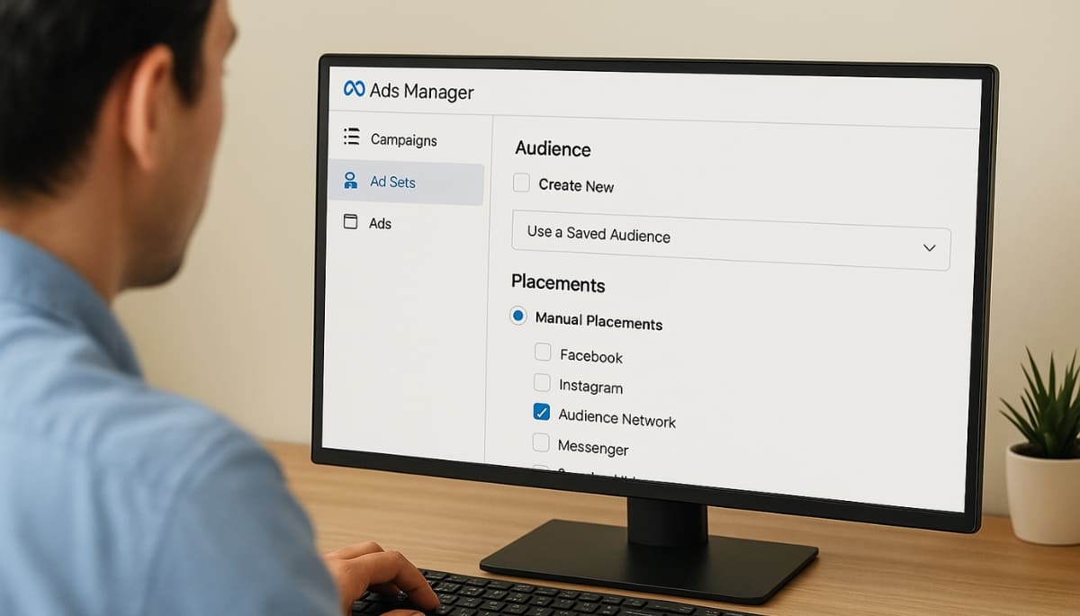 Advertiser enabling Audience Network placement in Meta Ads Manager