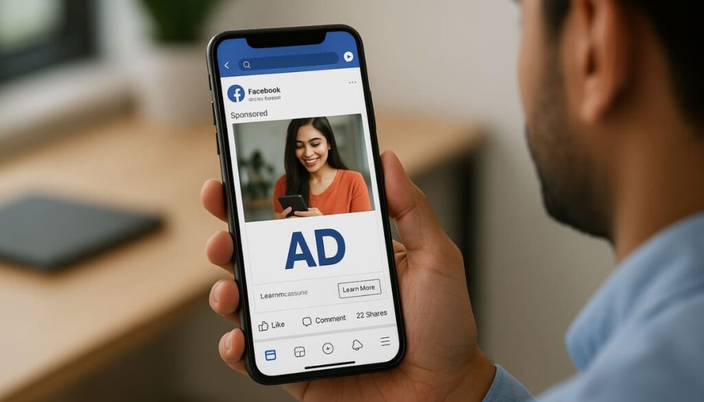 Example of ad placement in a mobile app through Facebook Audience Network
